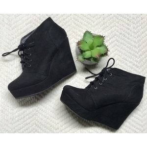 Black lace up ankle bootie